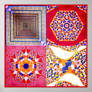 Azulejos Geometric Tiles mit einer CG-Drehung Poster