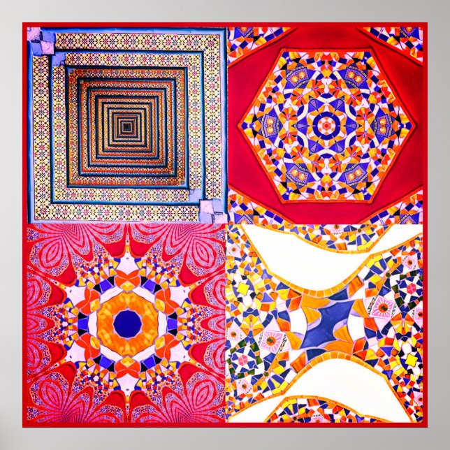 Azulejos Geometric Tiles mit einer CG-Drehung Poster (Vorne)