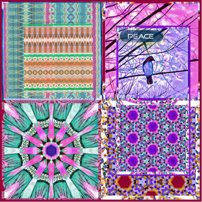 Azulejos Geometric Tiles with Bird of Peace Fotoskulptur Magnet (Vorne)