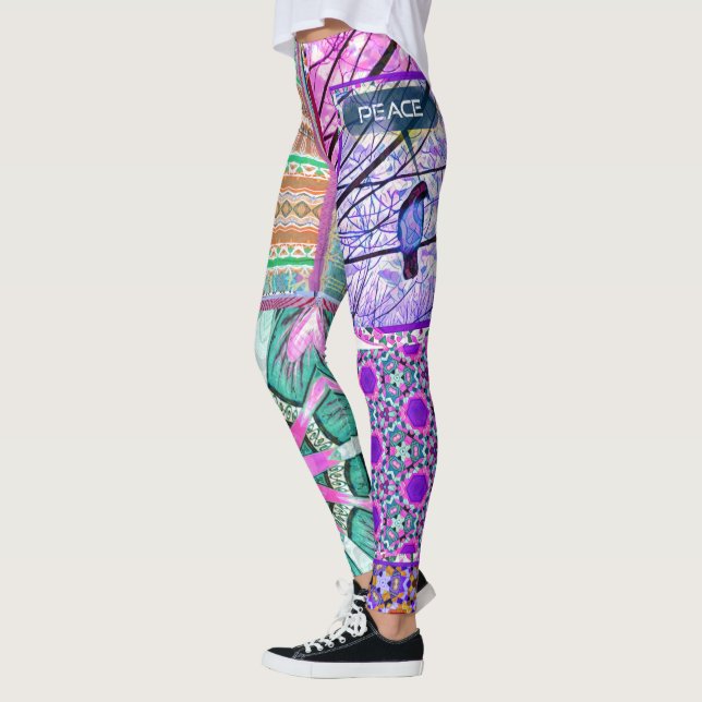 Azulejos Geometric Tiles with Bird of Peace Leggings (Links)