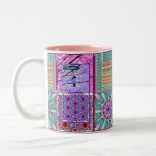 Azulejos Geometric Tiles with Bird of Peace Zweifarbige Tasse