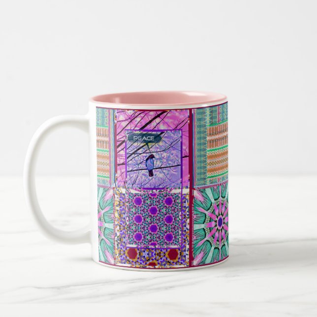 Azulejos Geometric Tiles with Bird of Peace Zweifarbige Tasse (Links)