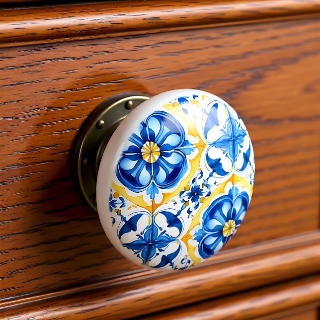 💙 💛 Azulejos Porto Bloom Keramikknauf ( Azulejos Porto Bloom Ceramic Knob)