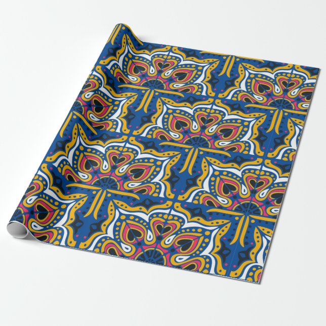 Azulejos portugal nahtlose Muster Geschenkpapier (Ungerollt)