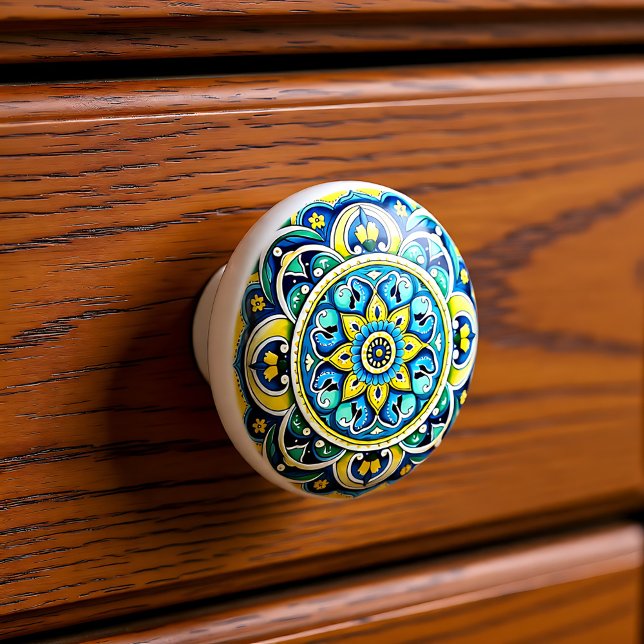 💙 💛 Azulejos Seville Bloom Keramikknauf (Azulejos Seville Bloom Ceramic Knob)