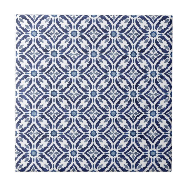 Azulejos Spanischer Tile Talavera Blue Indigo Fliese (Vorderseite)