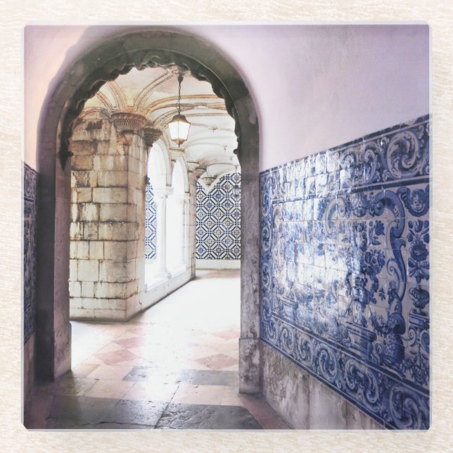 Azulejos und Arches Lissabon Portugal Glasuntersetzer (Vorderseite)