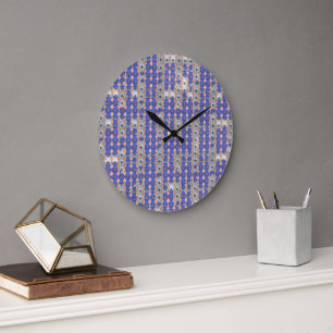 Azur Gitter Mosaik Geometrisches Muster 1297 Große Wanduhr