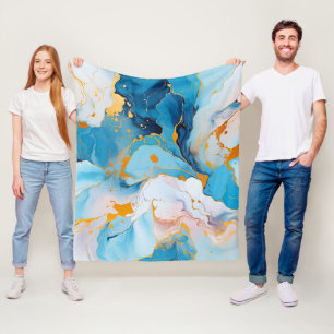 Azur Marmor mit goldenen Sprenkeln Fleecedecke