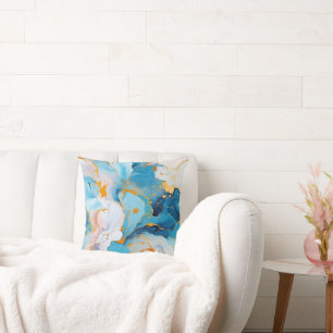 Azur Marmor mit goldenen Sprenkeln Kissen