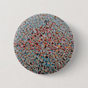 Azur-Mosaik-Fluss Abstractes Texturmuster Button