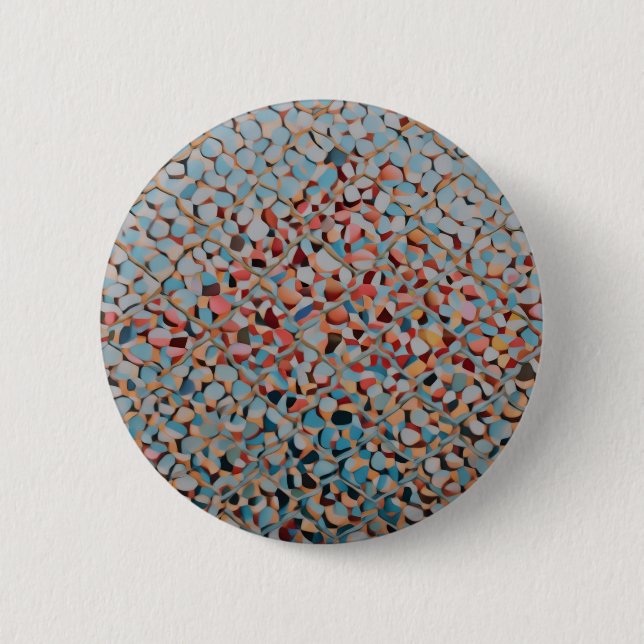 Azur-Mosaik-Fluss Abstractes Texturmuster Button (Vorderseite)