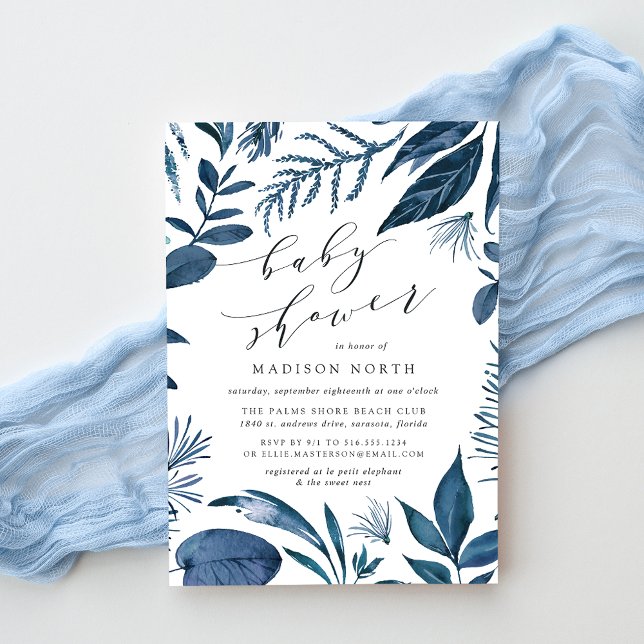 Azur sauvage | Invitation au Baby shower botanique (Créateur téléchargé)