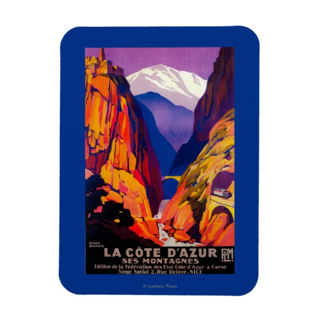 Azur Vintage PosterEurope 2 Magnet (Vertikal)