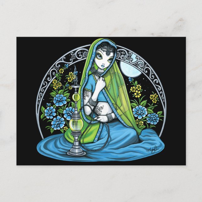 "Azura Hindi Blume Hookah Princess Fee Postkarte (Vorderseite)