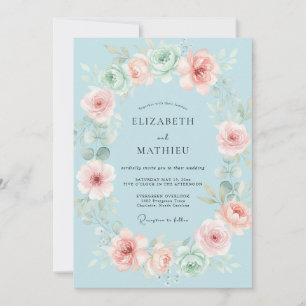 Azurblaue Brautschleier-Hochzeit Einladung