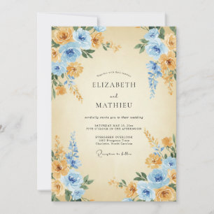 Azurblaue Honiggemalte Hochzeit Einladung