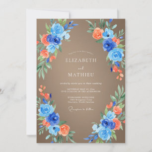 Azurblaue Korallen-Hochzeit Einladung