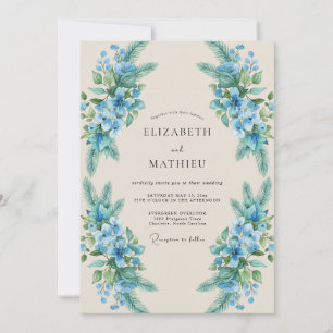 Azurblaue Kornblumen-Hochzeit Eukalyptus Einladung