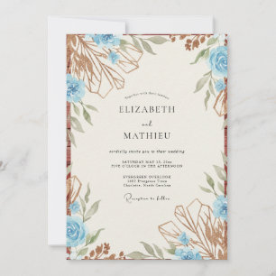 Azurblaue Kupfer-Rosen-Hochzeit Einladung