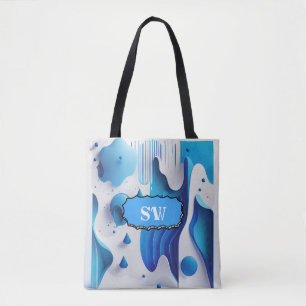 Azurblaue Monogramm-Tragetasche Tasche