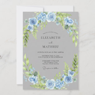 Azurblaue Rosenkranz-Hochzeit Einladung