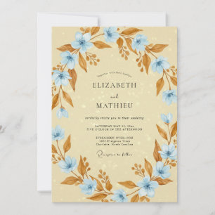 Azurblaue Schmetterlings-Hochzeit Einladung