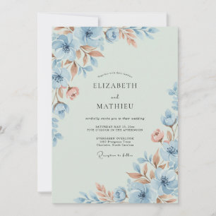 Azurblaue Terrakotta-Hochzeit Einladung