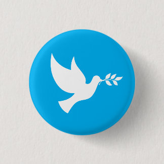 Azurblaue und weiße Friedenstaube Button