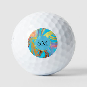 Azurblauer Goldmarmor Golfball