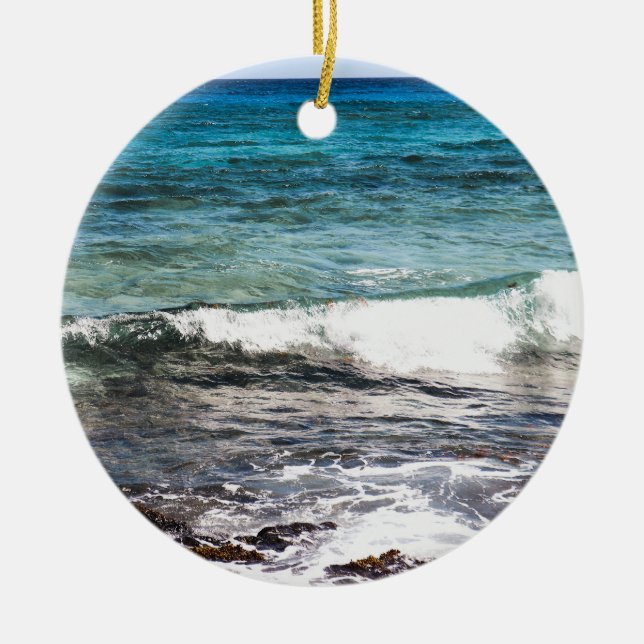 Azurblauer Ozean  Keramik Ornament (Vorne)