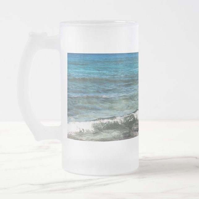 Azurblauer Ozean  Mattglas Bierglas (Links)