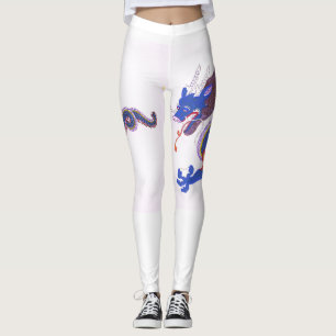 Azurblauer Wächter - Japanischer Drache des östlic Leggings