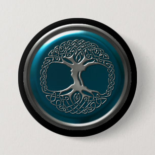 Azurblaues Eisen-keltischer Baum-Knopf Button