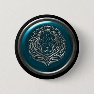 Azurblaues Eisen-keltischer Löweknopf Button