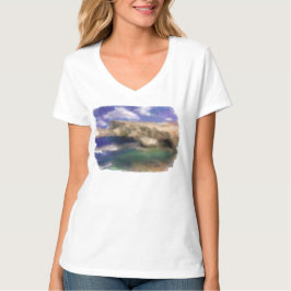 azurblaues Fenster auf Gozo Island Wasserfarbe T-Shirt