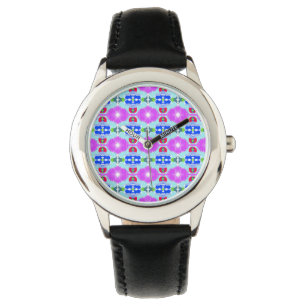 Azurblüten-Kaleidoskop Armbanduhr