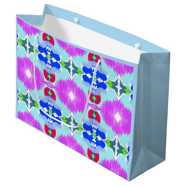 Azurblüten-Kaleidoskop Große Geschenktüte (Vorderseite Schrägansicht)