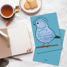Azure 50th Birthday Cute Bird Dinner Party Einladung