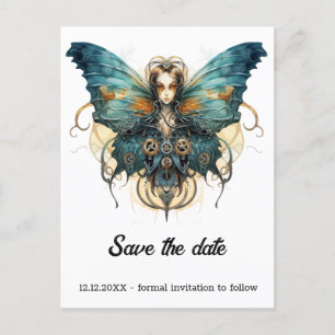 Azure Admiral Butterfly Steampunk Wedding Ankündigungspostkarte