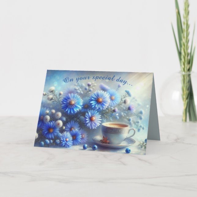 Azure Aster Blume Collection - Sondertag Feiertagskarte (Vorderseite)