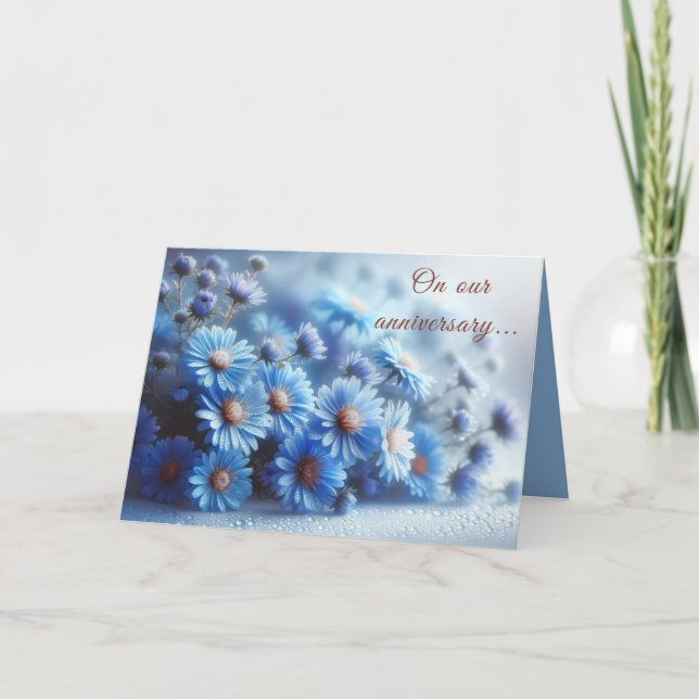 Azure Aster Flowers Collection - Carte Anniversair (Devant)