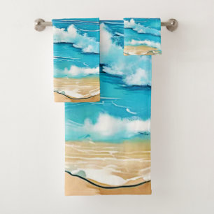 Azure Beach Calm Design Badhandtuch Set
