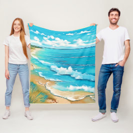 Azure Beach Calm Design Fleecedecke