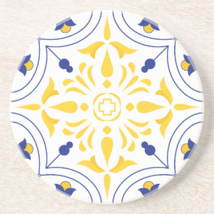 Azure Bloom Cross Yellow Ton Getränkeuntersetzer