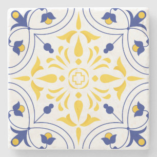 Azure Bloom Cross Yellow Ton Steinuntersetzer
