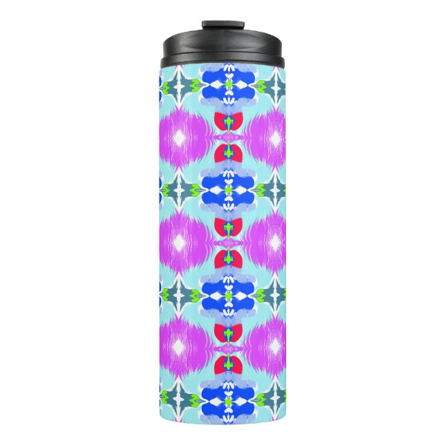 Azure Bloom Kaleidoscope Thermosbecher (Vorderseite)