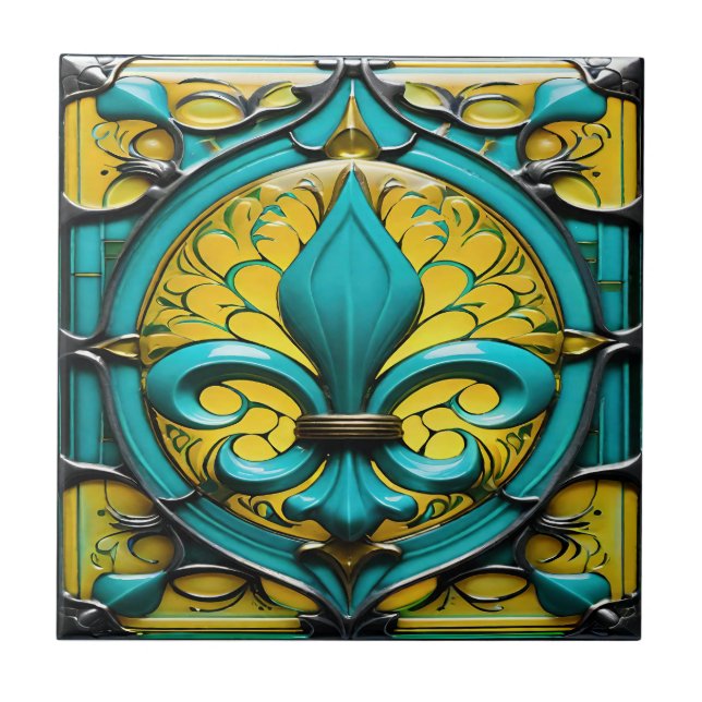 Azure Blossom Keramik Tile Fliese (Vorderseite)