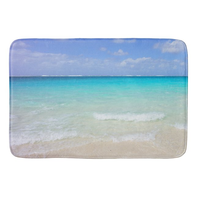 Azure Blue Caribbean Tropical Beach Badematte (Vorderseite)