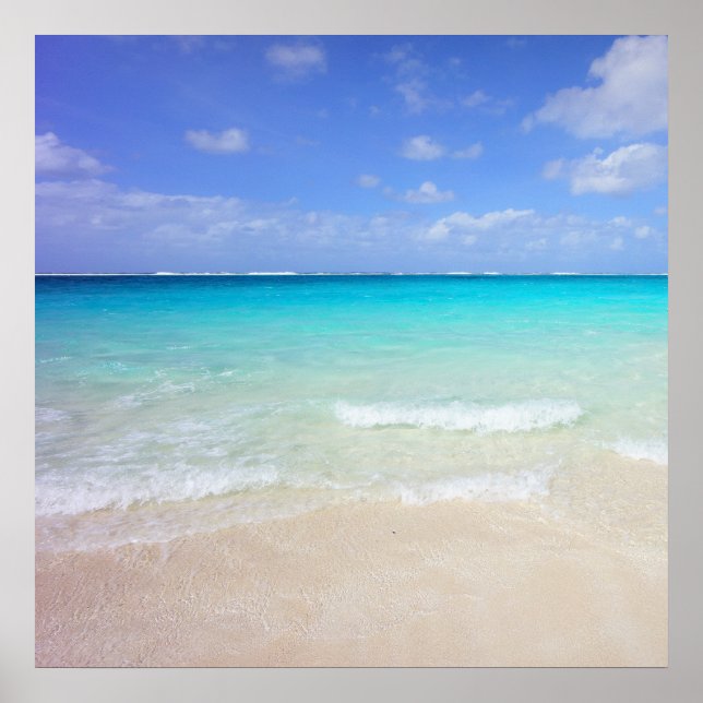 Azure Blue Caribbean Tropical Beach Poster (Vorne)